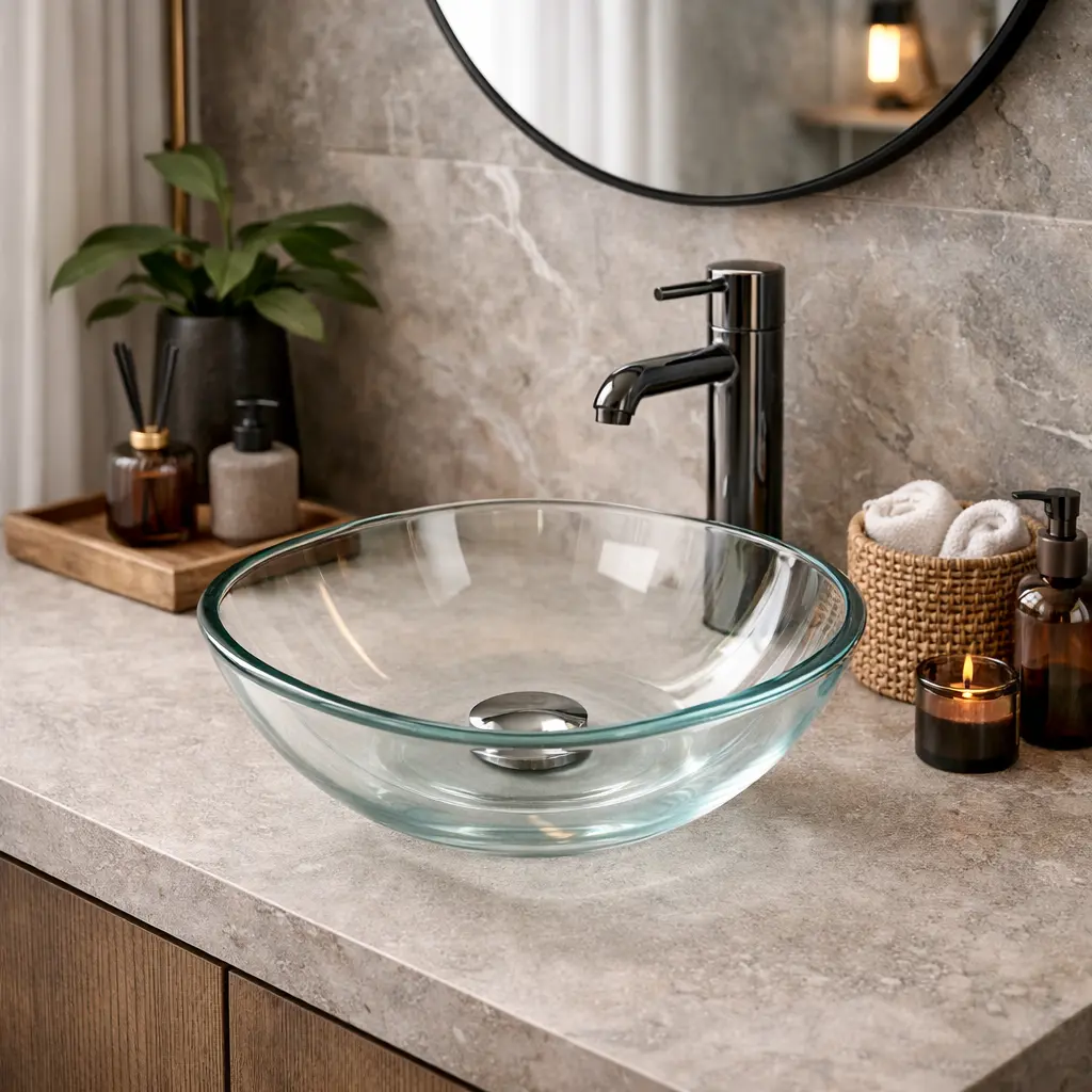 Vasque en verre à poser ronde