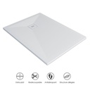 Receveur de douche 90 x 120, 200cm, Solide Surface Blanc mat, Golfe