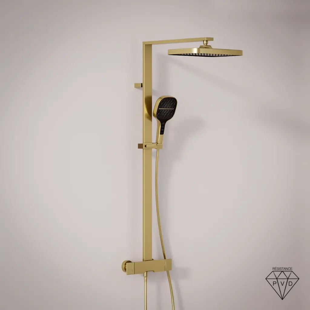 Colonne de douche avec mitigeur mécanique, doré mat, Slim, Concorde