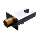 Support douchette carré avec prise d'eau, chromé