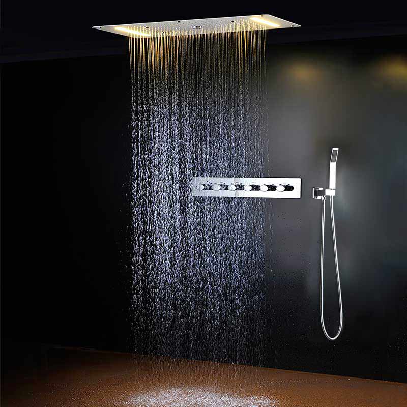 Composition de douche thermostatique, ciel de pluie 70x38 cm, Colours