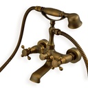 Robinet mélangeur bain mural avec douchette, bronze, Antic