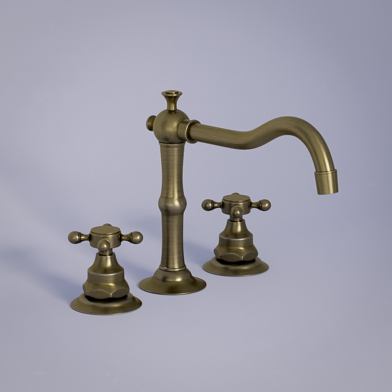 Mélangeur Lavabo 3 trous, finition bronze , Antic