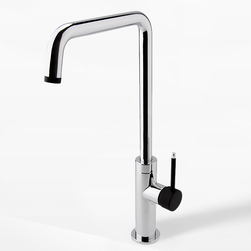 Mitigeur lavabo bec haut, finition chromée et mitigeur noir, Olip