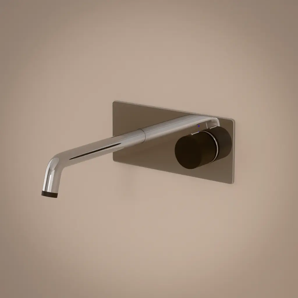 Robinet mitigeur lavabo progressif mural, chromé et noir, Olip