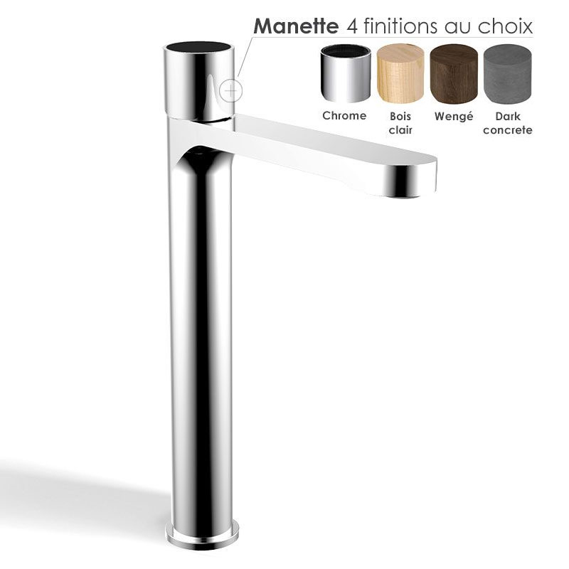Mitigeur Lavabo Haut, chromé, manette personnalisable, Flow Round