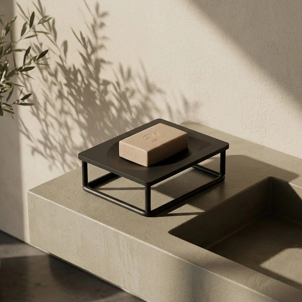 Porte-savon de salle de bain, noir mat 13,5cm, Infinity Elegance