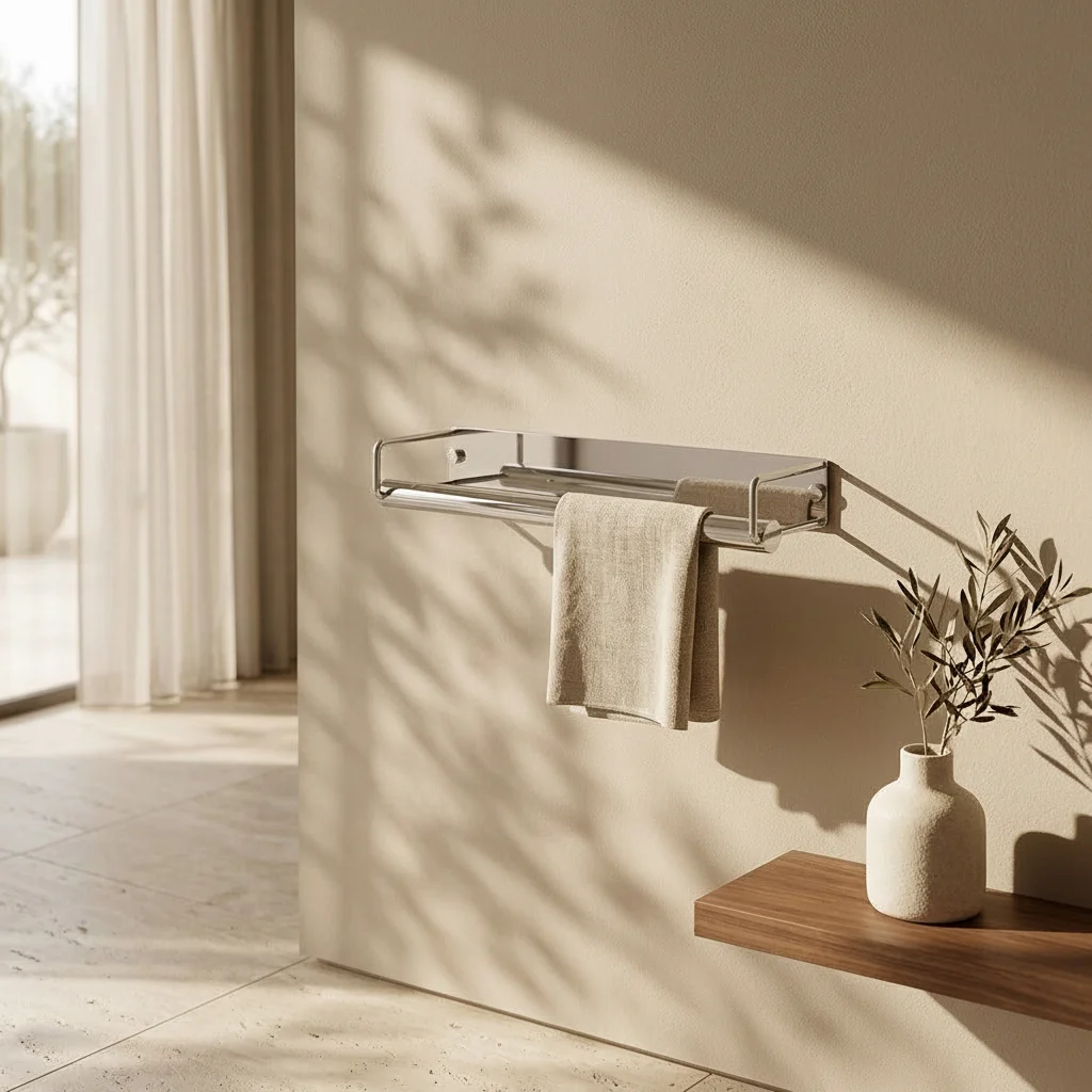 Porte-serviette mural en laiton finition chromé brossé