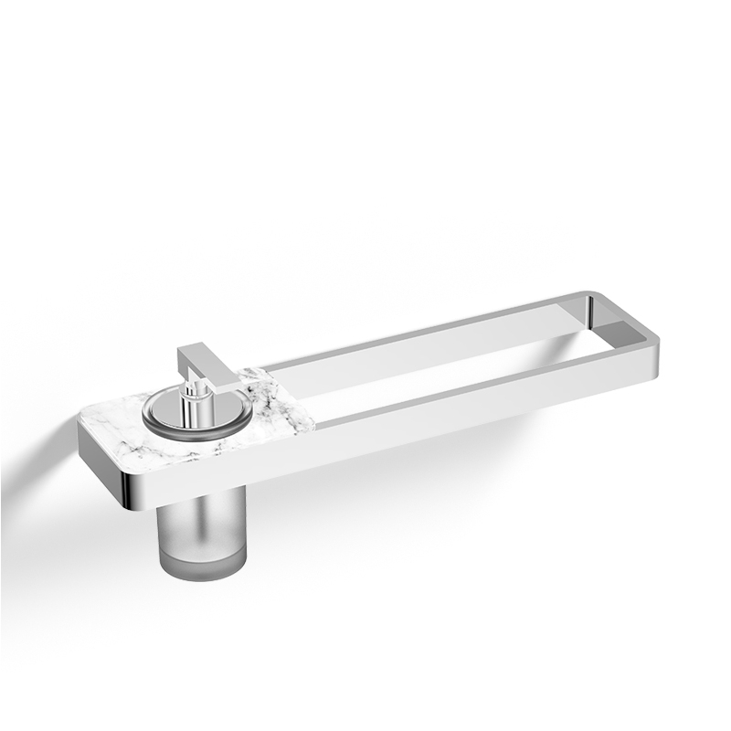 Barre porte serviette 45cm avec distributeur de savon, finition marbre blanc, Infinity Elements