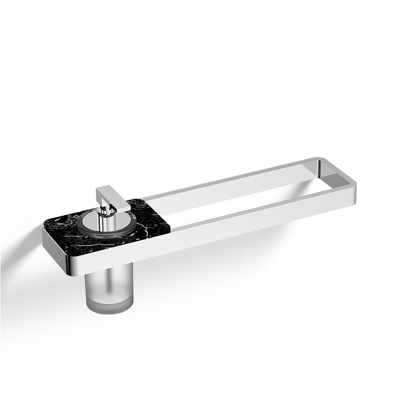 Barre porte serviette 45cm avec distributeur de savon, finition marbre noir, Infinity Elements