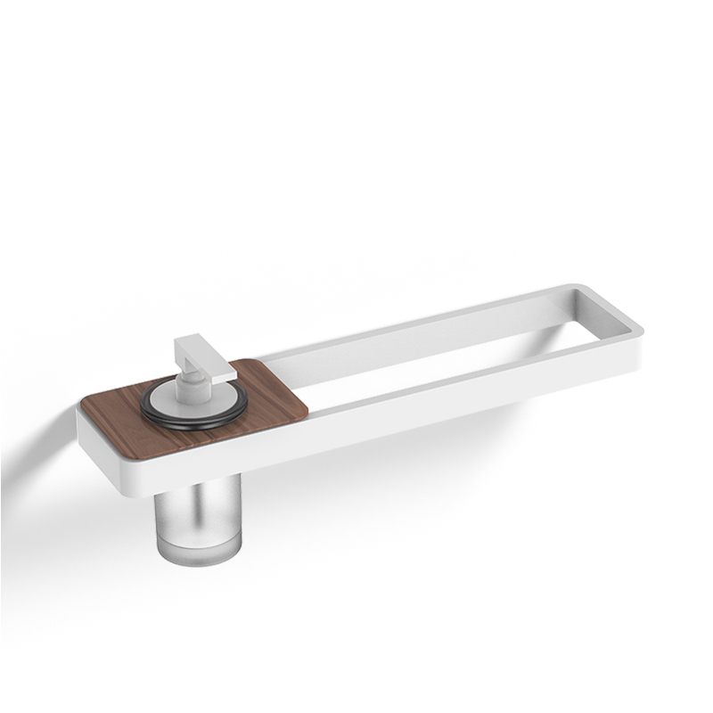 Barre porte serviette 45cm avec distributeur de savon, finition blanc, Infinity Elements