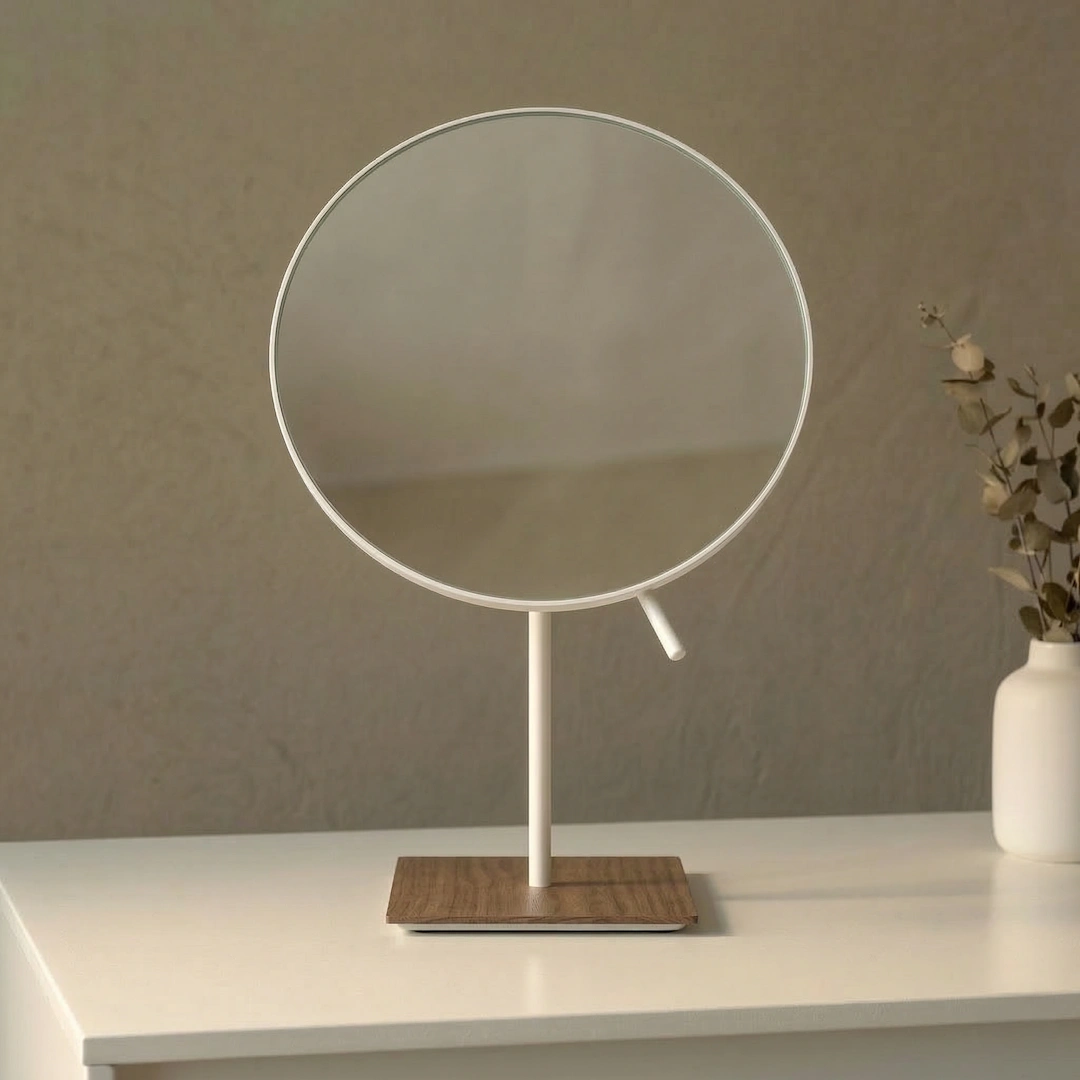 Miroir cosmétique de table, finition blanc, Infinity Elements
