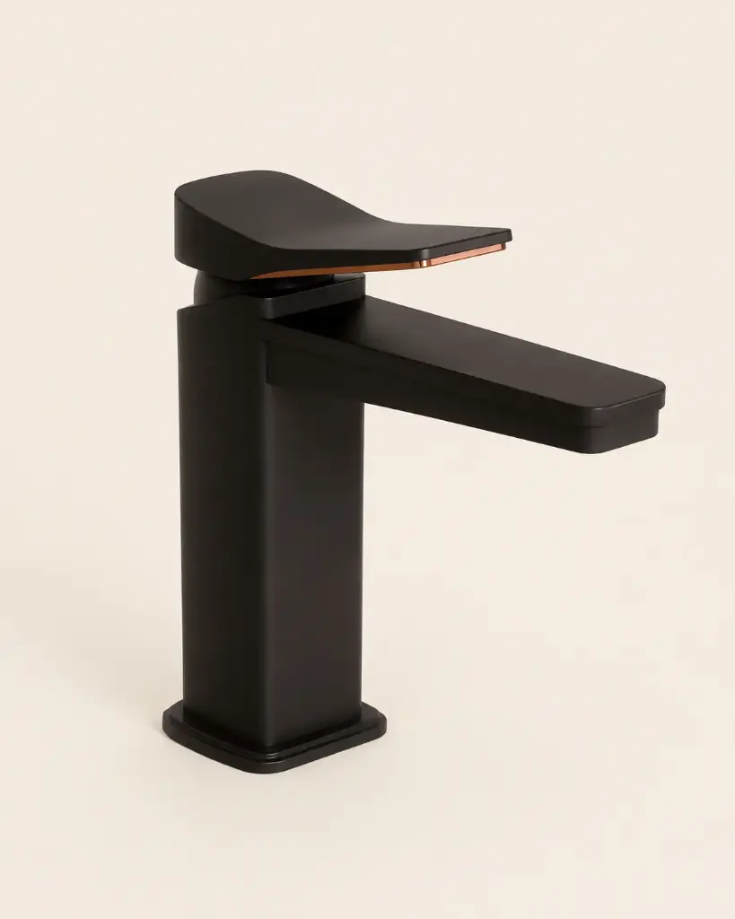 Robinet mitigeur lavabo noir et doré rose, Hix