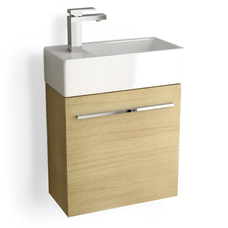 Meuble lave-main, 50x25 cm, Chêne clair, Mini