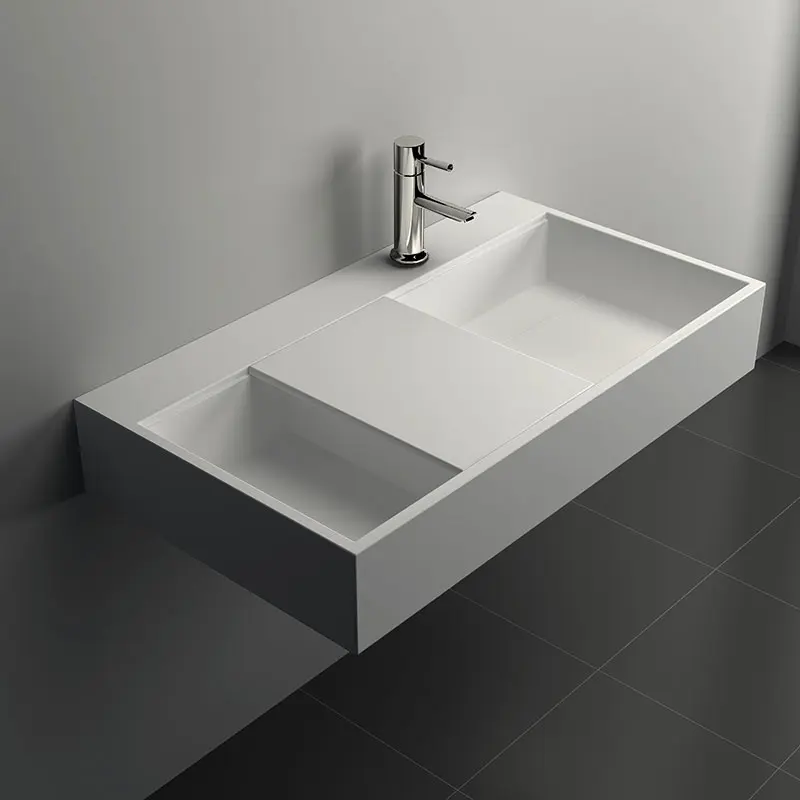 Lavabo suspendu 80 x 45 cm, matière composite, Mineral