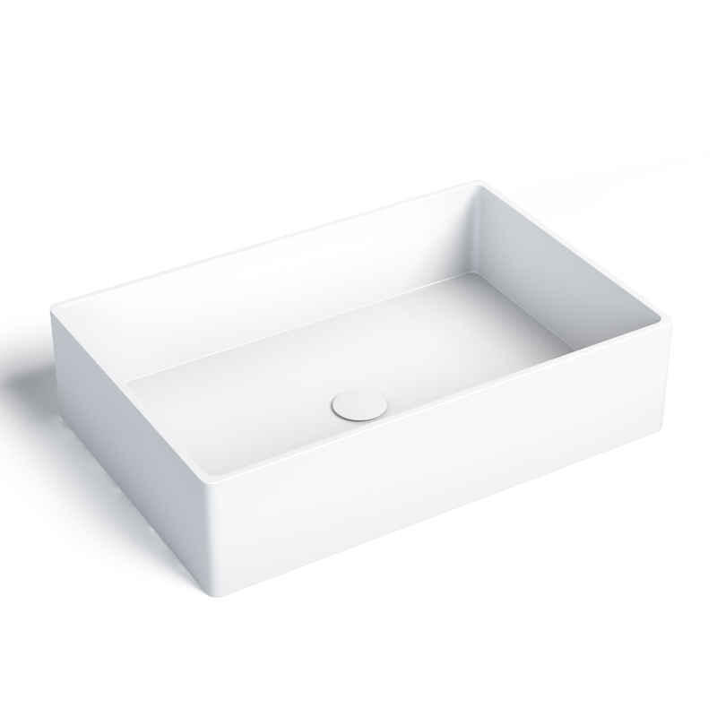 Vasque à poser 60x40 cm, matière composite, rectangulaire, Minéral