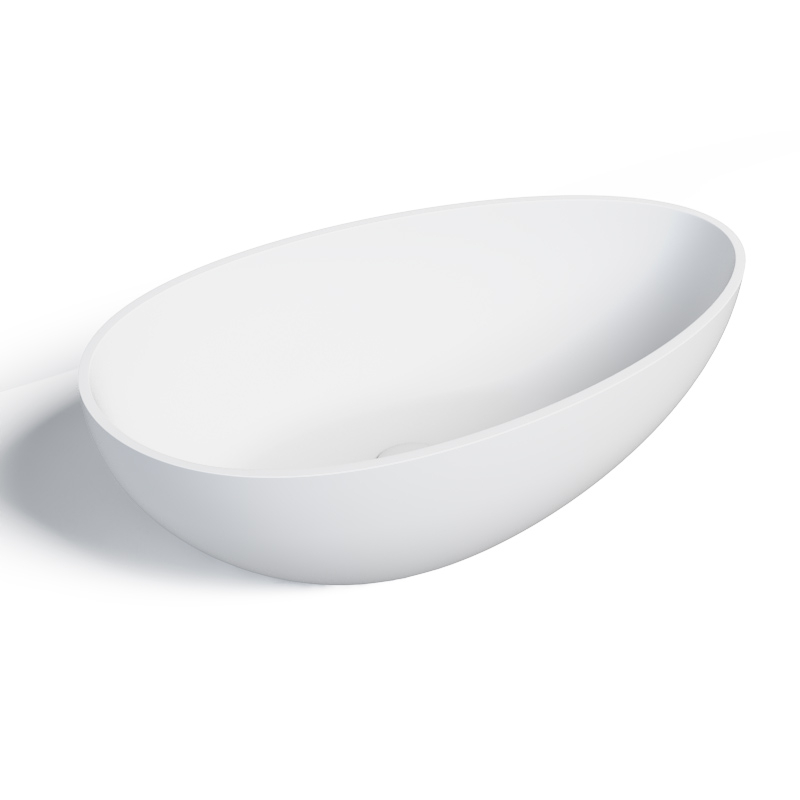 Vasque à poser ovale, 60x35x16 cm, matière composite mineral