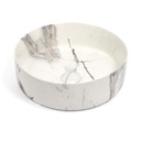 Vasque céramique, 35x35x12CM,  Effet Marbre Blanc Mat, Garda