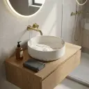 Vasque céramique, 35x35x12CM,  Effet Marbre Blanc Mat, Garda