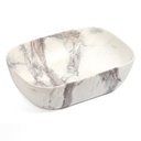 Vasque Céramique, 46x32x13CM, Effet Marbre Blanc Mat, Orta