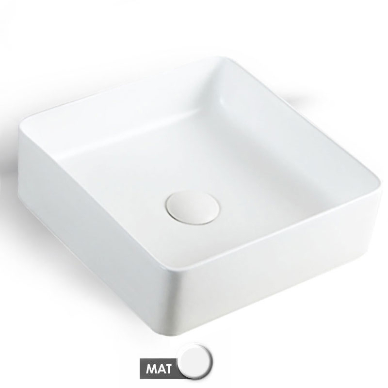 Satet, Vasque céramique, Blanc Mat, 36x36x12