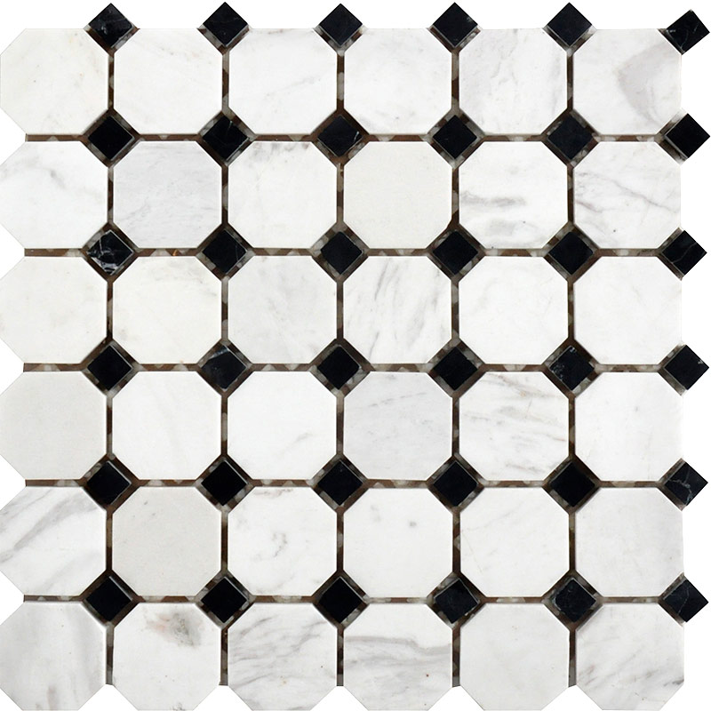 Mosaïque en marbre, 30,5x30,5 cm, Nero Marquina