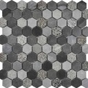 Mosaïque en pierre, 30x28,5 cm, Hexagona, Mix dark stone