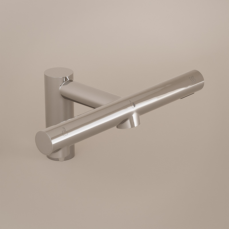 Robinet Electronique + Distributeur de savon + Sèche-mains sur plage, Chrome, Orly Air