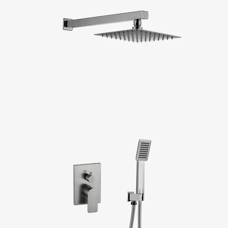 Composition de douche à encastrer, inox brossé, 2 sorties, Quadra-Steel