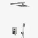 Composition de douche à encastrer, inox brossé, 2 sorties, Quadra-Steel