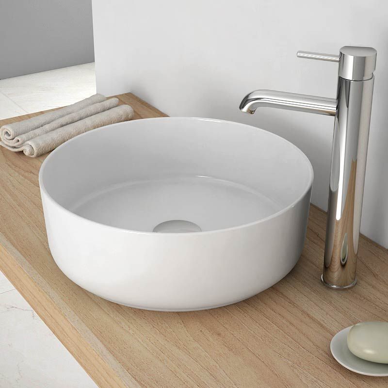 Vasque à poser ronde 35x12 cm céramique fine, Extra