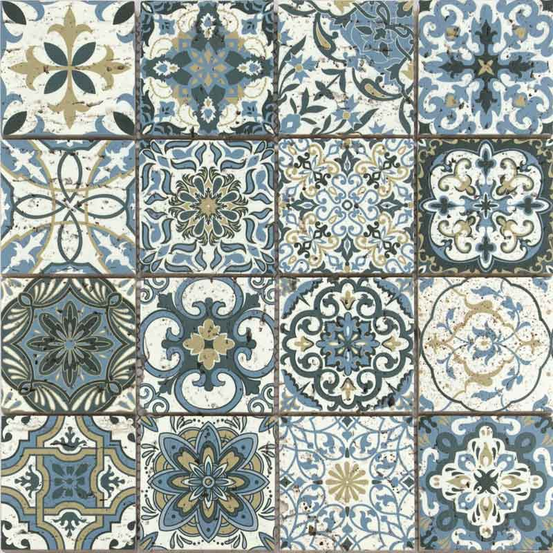 Mosaïque en pierre, 30x30 cm, Décor Ethnic, Décor Rococo