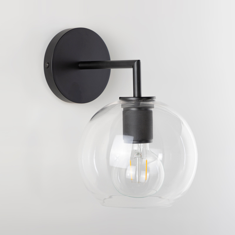 Applique murale 27 cm noir mat, Round