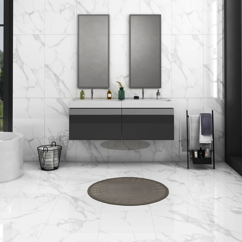 Carrelage sol et mur 60x120 cm 9mm Pacific Statuario Brillant 