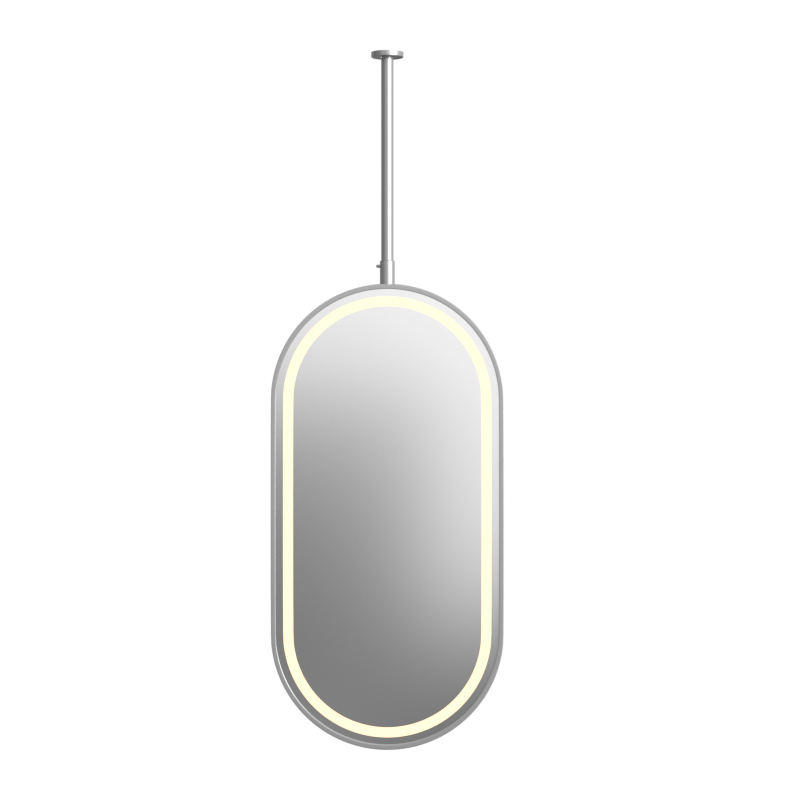 Miroir suspendu Led, Inox brossé 50X100, bras plafond 50cm, Châtelet