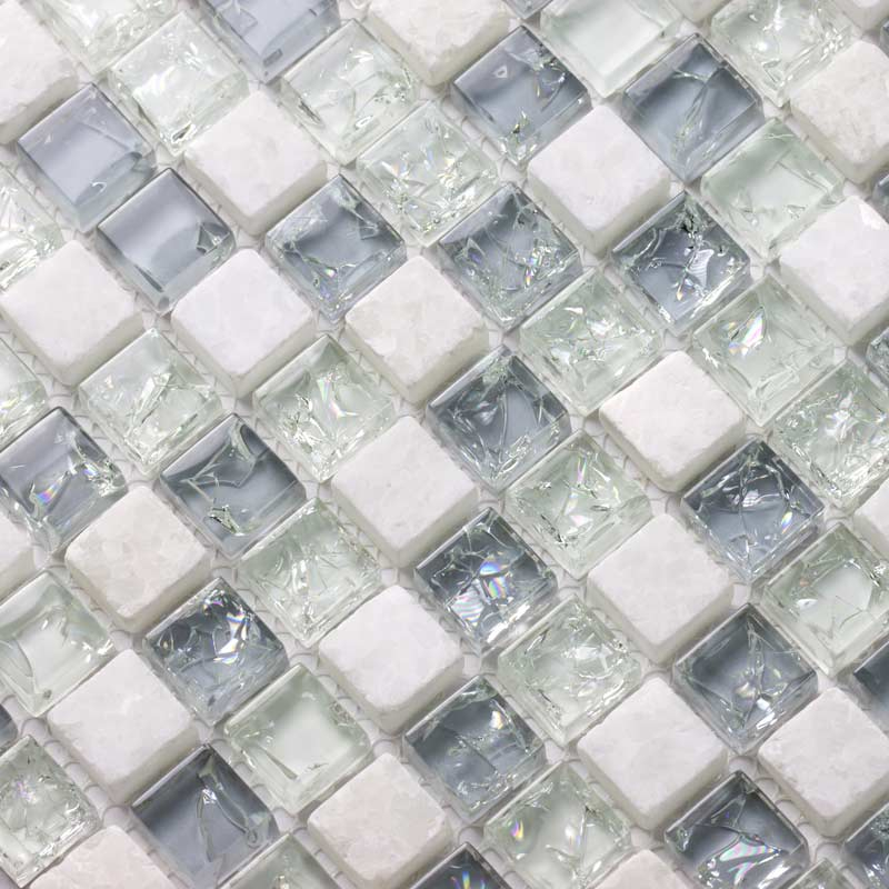 Mosaïque verre et cristal pastel, 30,5x30,5 cm, City Mix Pastel