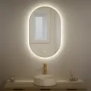 Miroir 50x80 cm lumineux avec cadre en métal finition laiton, Oblong