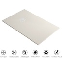 Receveur de douche 120x80 cm,  Beige + Grille + Bonde, Nuance