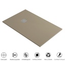 Receveur de douche 120x80 cm,  Cappuccino+ Grille + Bonde, Nuance