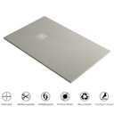 Receveur de douche 120x80 cm,  Greige + Grille + Bonde, Nuance