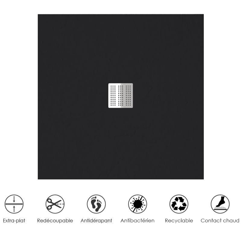 Receveur de douche, 90x90,  Noir, Nuance