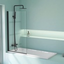 Pare baignoire 80x140cm, profilé noir mat, Palma