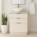 Meuble à poser 60 cm, biscuit avec poignées doré rose brossé et plan terrazzo, Alma
