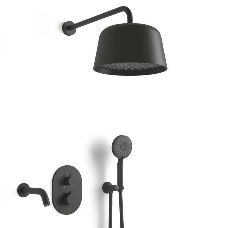 Composition bain douche thermostatique encastrée noir brossé, Châtelet