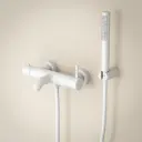 Robinet mitigeur de baignoire mural blanc mat, douchette, Châtelet