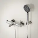 Robinet mitigeur de baignoire mural chromé, douchette, Châtelet