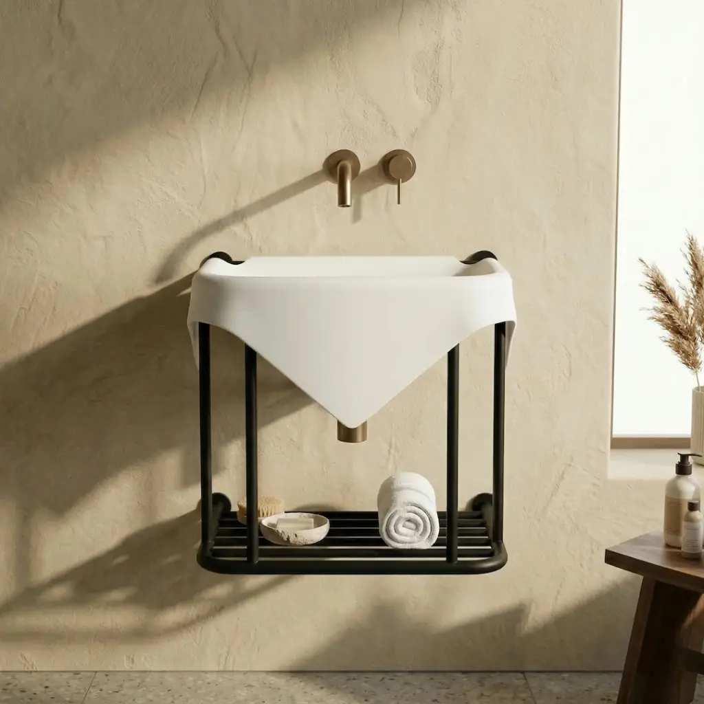 lave-mains Wavelet , composite mineral blanc mat