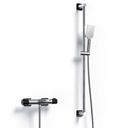 Alma, Mitigeur thermostatique bain-douche mural complet, noir mat chrome