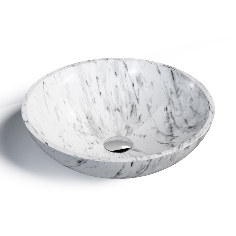 Vasque à poser ronde Ø42 cm, en marbre carrara, Sensa