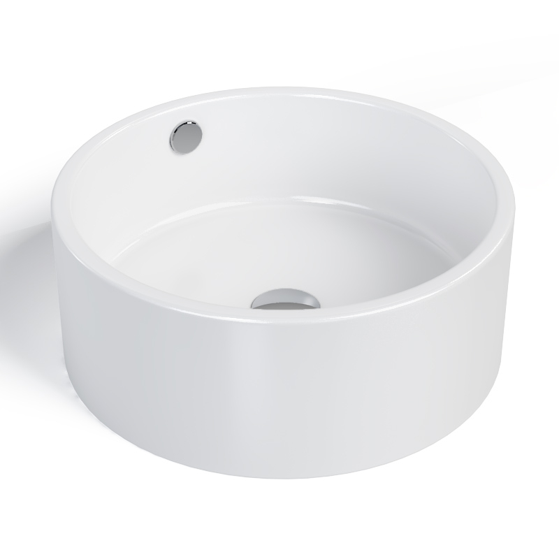 Vasque à poser 41 cm ronde, blanc brillant céramique, Pure